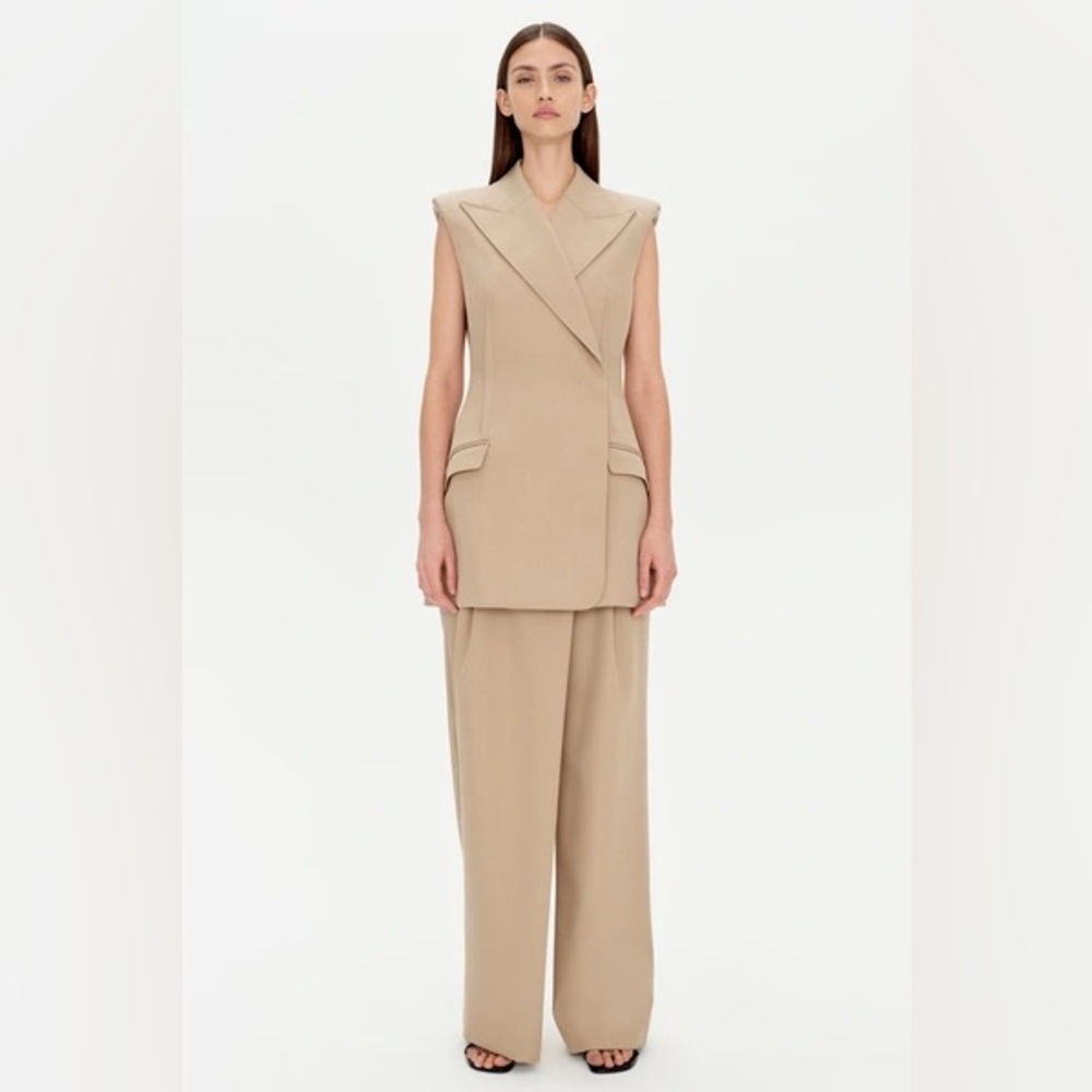 Jonathan Simkhai Tayler Pleated Wool-Blend Twill Wide-Leg Pants